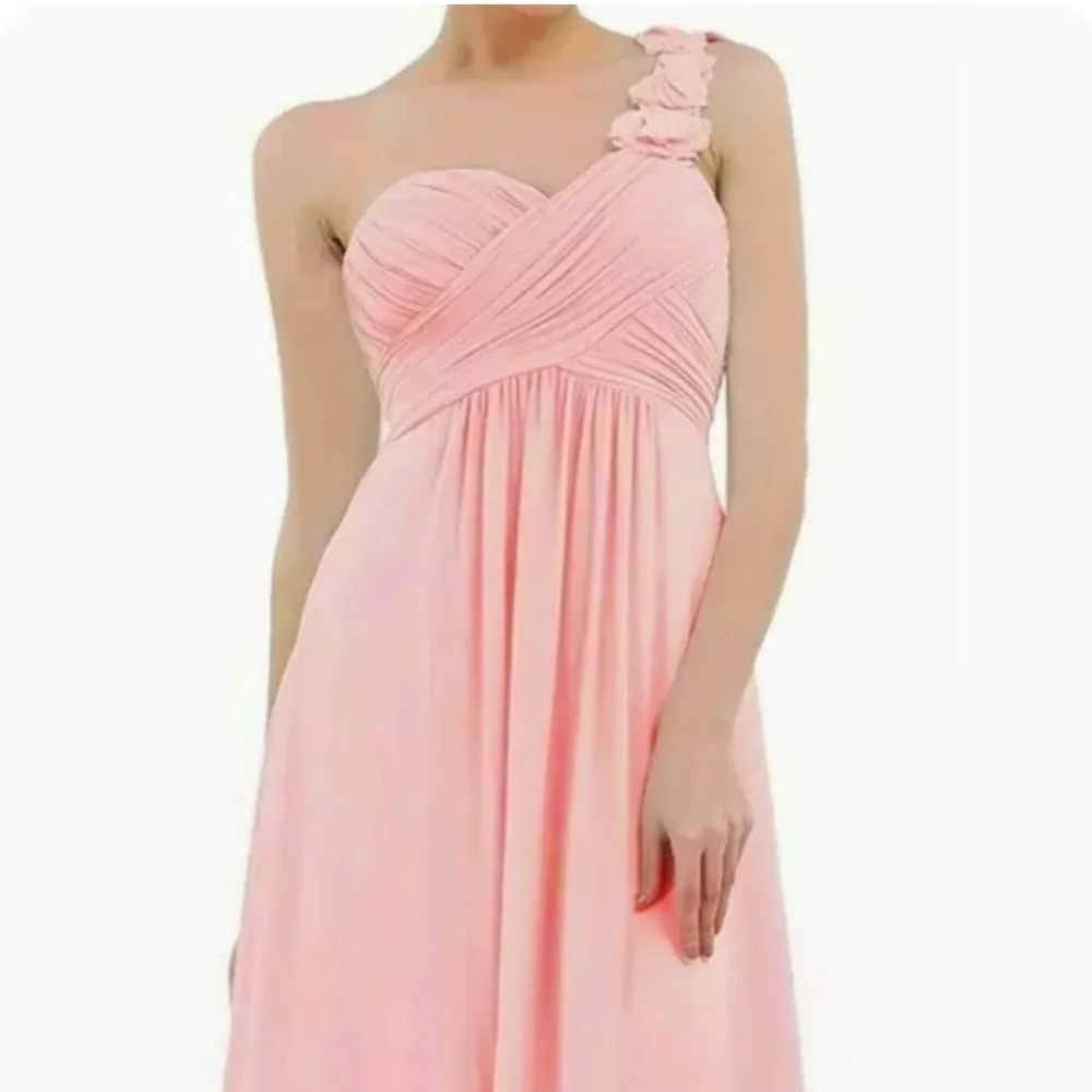 Women's Chiffon One-Shoulder Evening Prom Gown Bridesmaid - Picture 1 of 3
